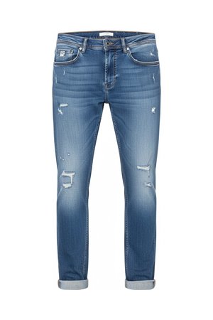 Distressed Blue Denim Jeans