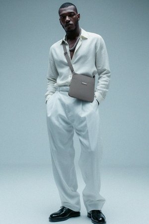 Grey Crossbody Shoulder Bag with Adjustable Strap