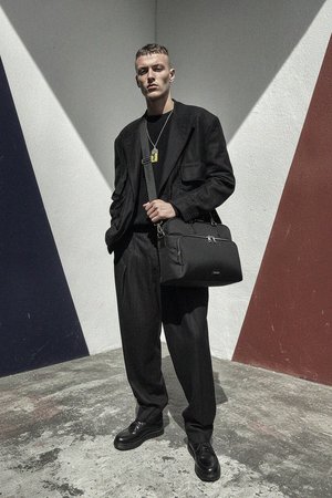 Sleek Black Business Bag with Handles and Shoulder Strap