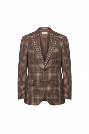 Brown Plaid Blazer with Blue Accents