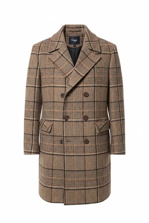 Classic Plaid Double-Breasted Coat