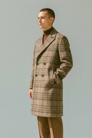 Classic Plaid Double-Breasted Coat