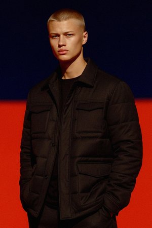 Black Padded Utility Jacket with Multiple Pockets