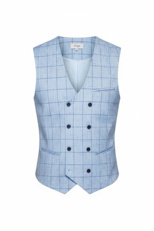 Blue Plaid Double-Breasted Vest
