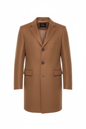 Classic Brown Single-Breasted Overcoat