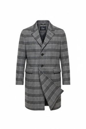 Stylish Grey Plaid Overcoat
