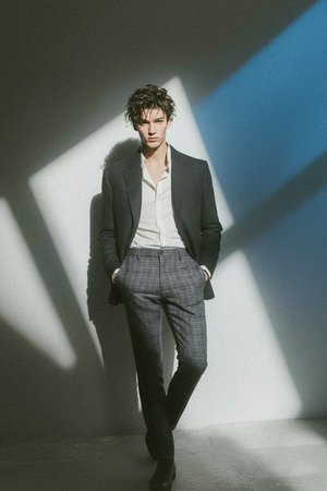 Slim Fit Plaid Trousers