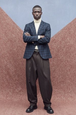 Blue Plaid Blazer with Grid Pattern