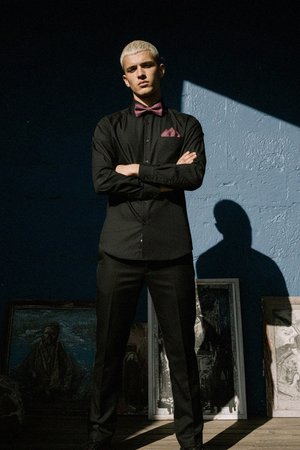 Red Patterned Bow Tie & Pocket Square Set