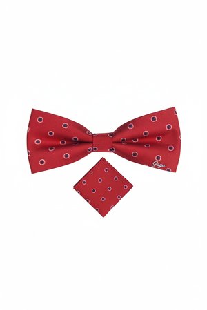 Red Polka Dot Bow Tie & Pocket Square Set by LANCERTO