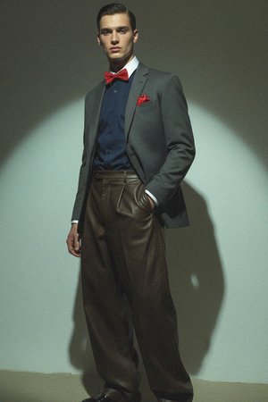 Red Polka Dot Bow Tie & Pocket Square Set by LANCERTO