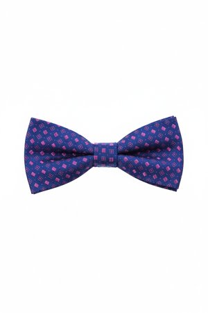 LANCERTO Blue Bow Tie with Pink Square Pattern