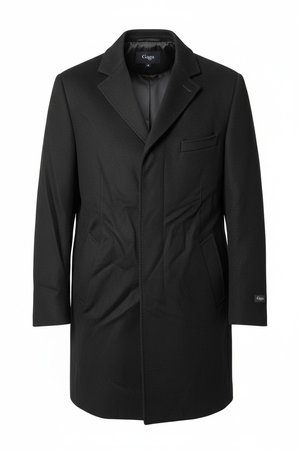 Classic Black Single-Breasted Overcoat