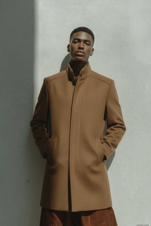 Classic Brown Wool Blend Overcoat