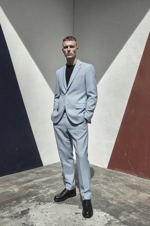 Textured Light Blue Blazer