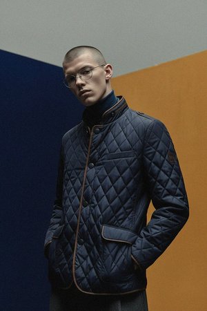 Navy Diamond Quilted Jacket