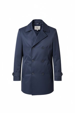Classic Double-Breasted Navy Coat
