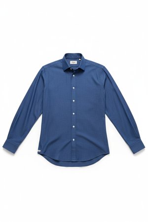Classic Blue Button-Down Long-Sleeve Shirt