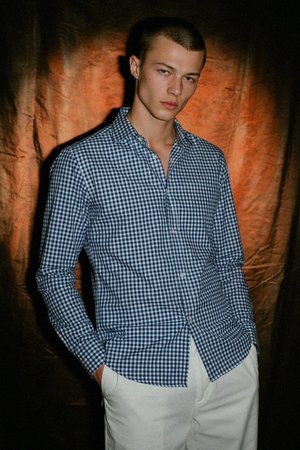 Classic Blue Gingham Check Button-Down Shirt