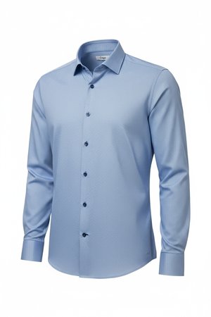 Blue Patterned Slim Fit Long Sleeve Shirt
