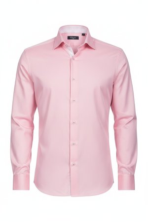 Classic Pink Long Sleeve Button-Up Shirt