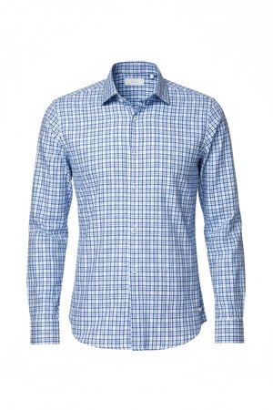 Fitted Blue Plaid Check Shirt