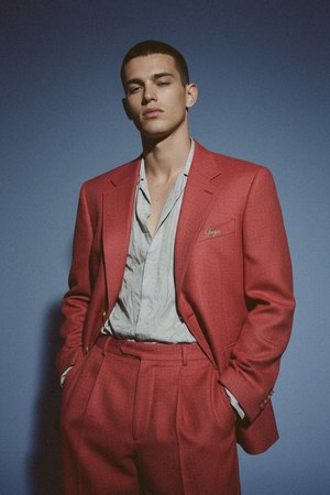 Stylish Textured Blazer with Gold Buttons