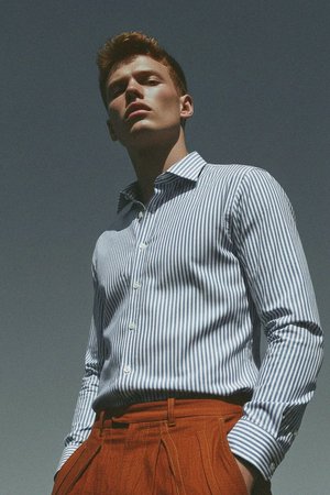 Classic Blue Striped Button-Down Shirt