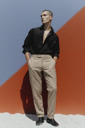 Classic Beige Regular Fit Pants