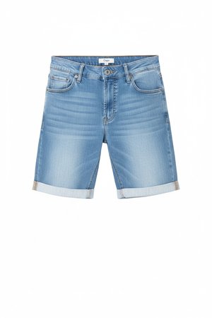 Cuffed Light Blue Denim Shorts