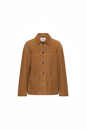 Brown Suede Collared Button-Front Jacket