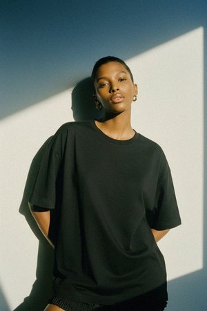 Relaxed Fit Black Crew Neck T-shirt