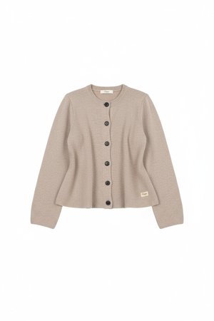 Beige Button-Front Knit Cardigan