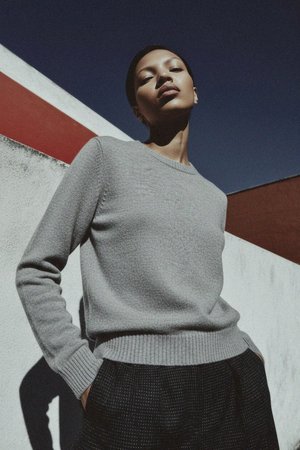 Classic Grey Crewneck Knit Sweater