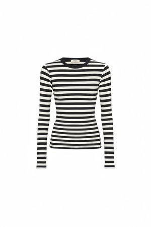 Fitted Long-Sleeve Striped Top