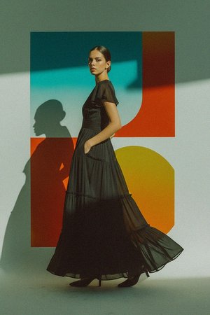 Elegant Black Maxi Dress with Tiered Skirt