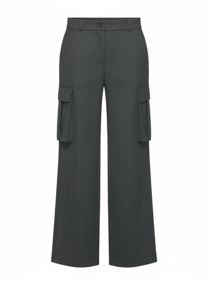 Pinstripe Wide-Leg Cargo Pants