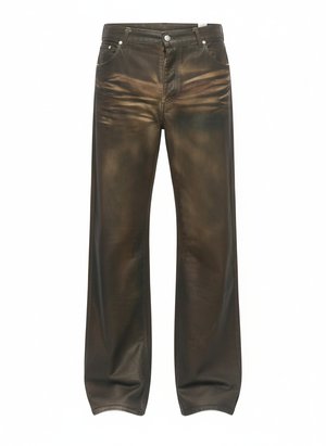 Coated Wide-Leg Jeans in Distressed Brown