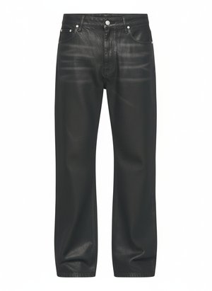 Black Coated Wide-Leg Jeans