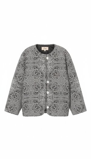 Oversized Paisley Print Button-Front Jacket