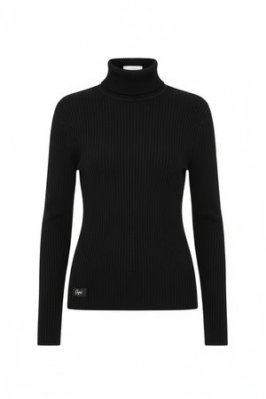 Black Ribbed Turtleneck Sweater