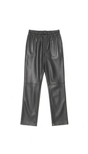 Black Faux Leather Relaxed Fit Pants