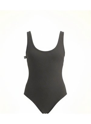 Black Paisley Textured One-Piece Swimsuit