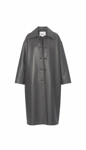 Oversized Faux Leather Long Coat