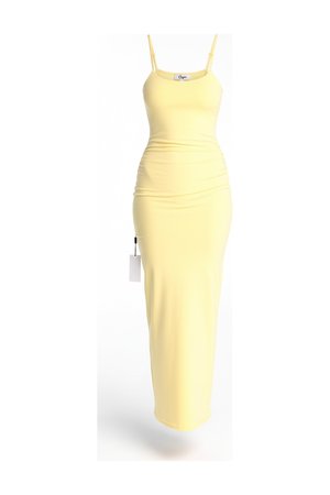 Sleek Yellow Spaghetti Strap Maxi Dress